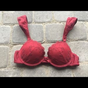 Dark red push up bra and panties set